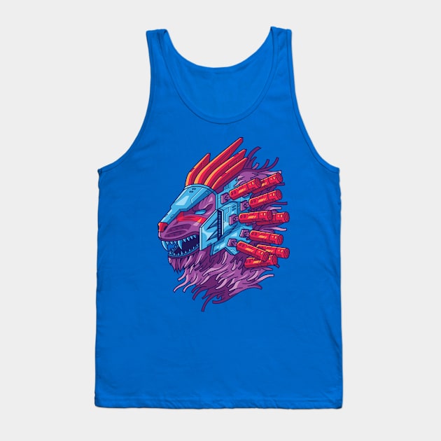 cyperpunk futuristic lion Tank Top by Mako Design 